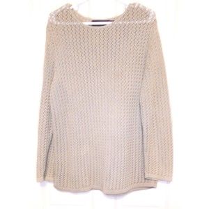 Womens Babette Ballinger New York 100% Cotton Medium Beige Pull-Over Sweater
